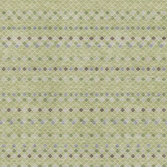 Artichoke Green Gray And Silver Striped Washable Area Rug With UV Protection Photo 2