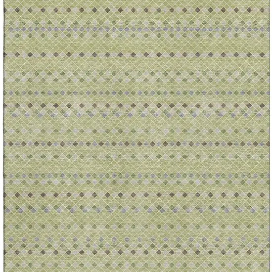Artichoke Green Gray And Silver Striped Washable Area Rug With UV Protection Photo 3
