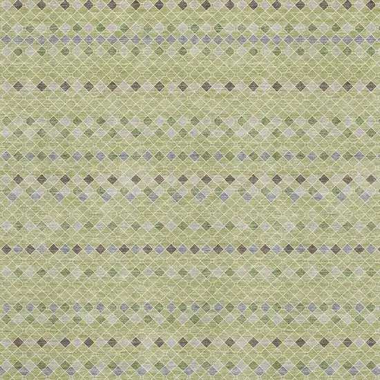 Artichoke Green Gray And Silver Striped Washable Area Rug With UV Protection Photo 2