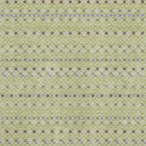 Photo of Artichoke Green Gray And Silver Striped Washable Area Rug With UV Protection