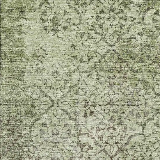 Artichoke Green Gray And Taupe Abstract Washable Area Rug With UV Protection Photo 3