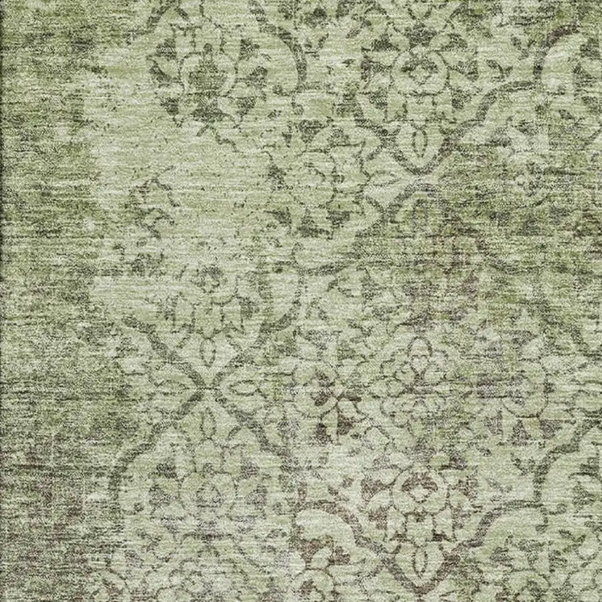Artichoke Green Gray And Taupe Abstract Washable Area Rug With UV Protection Photo 3
