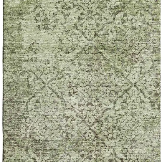 Artichoke Green Gray And Taupe Abstract Washable Area Rug With UV Protection Photo 4
