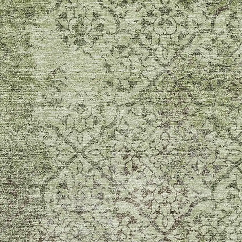 Artichoke Green Gray And Taupe Abstract Washable Area Rug With UV Protection Photo 3