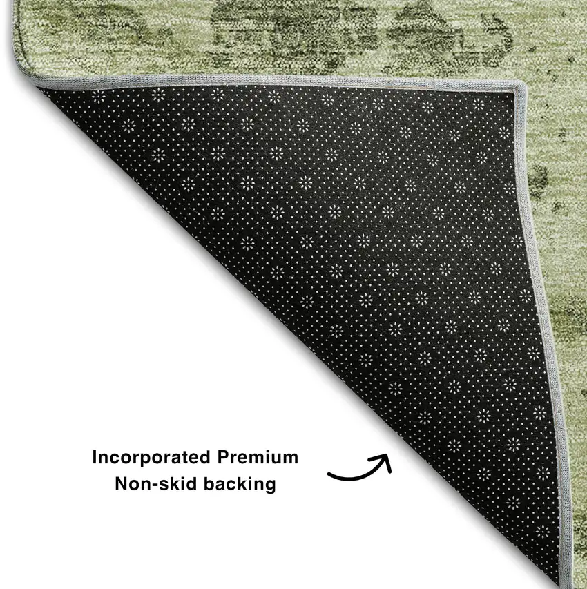 Artichoke Green Gray And Taupe Abstract Washable Area Rug With UV Protection Photo 7