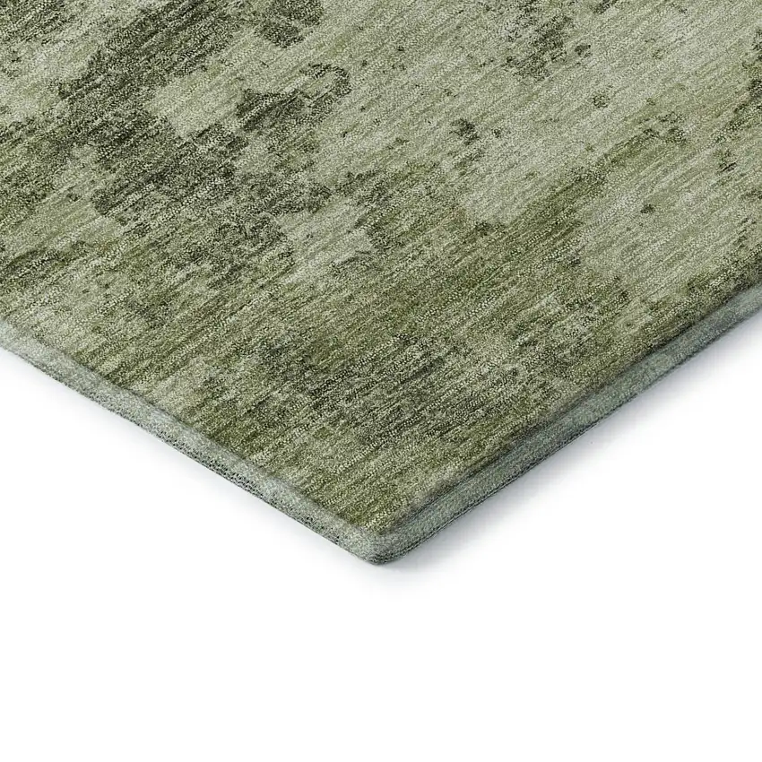 Artichoke Green Gray And Taupe Abstract Washable Area Rug With UV Protection Photo 8