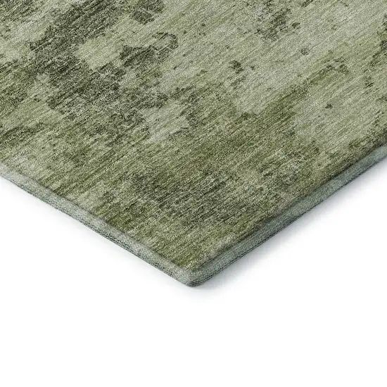 Artichoke Green Gray And Taupe Abstract Washable Area Rug With UV Protection Photo 8