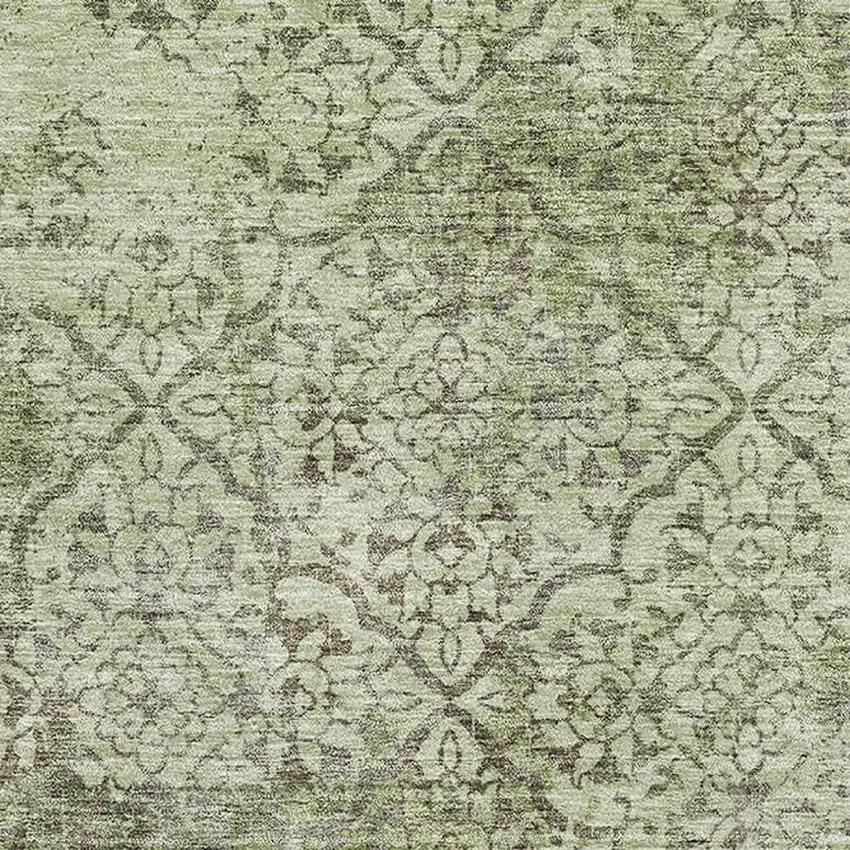 Artichoke Green Gray And Taupe Abstract Washable Area Rug With UV Protection Photo 3