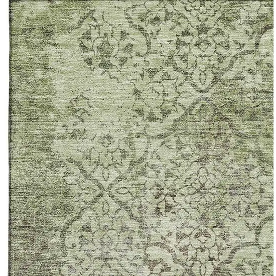 Artichoke Green Gray And Taupe Abstract Washable Area Rug With UV Protection Photo 3