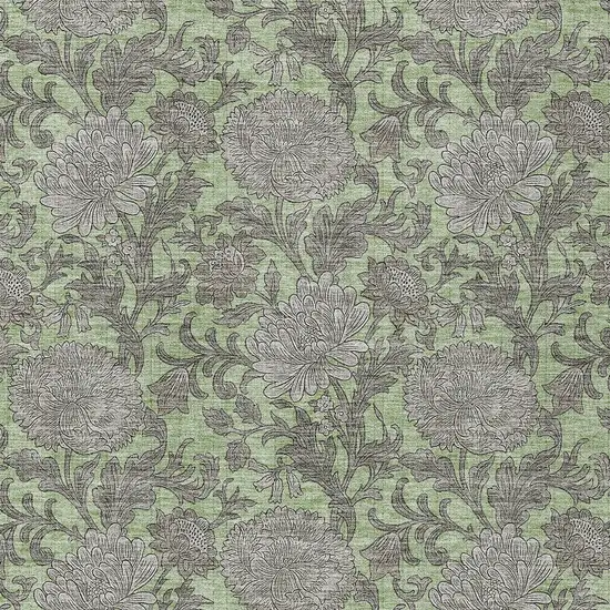 Artichoke Green Gray And Taupe Floral Washable Indoor Outdoor Area Rug Photo 6