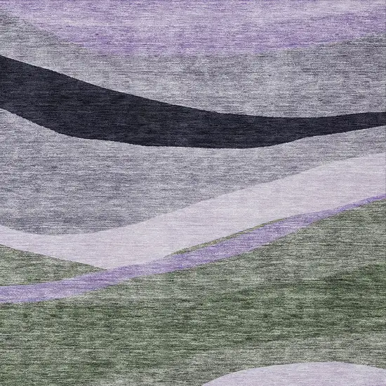 Artichoke Green Green And Black Abstract Washable Indoor Outdoor Area Rug Photo 5