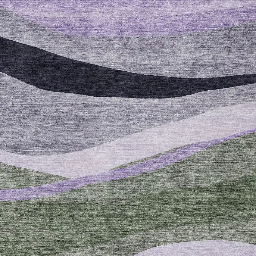 Artichoke Green Green And Black Abstract Washable Indoor Outdoor Area Rug Photo 5