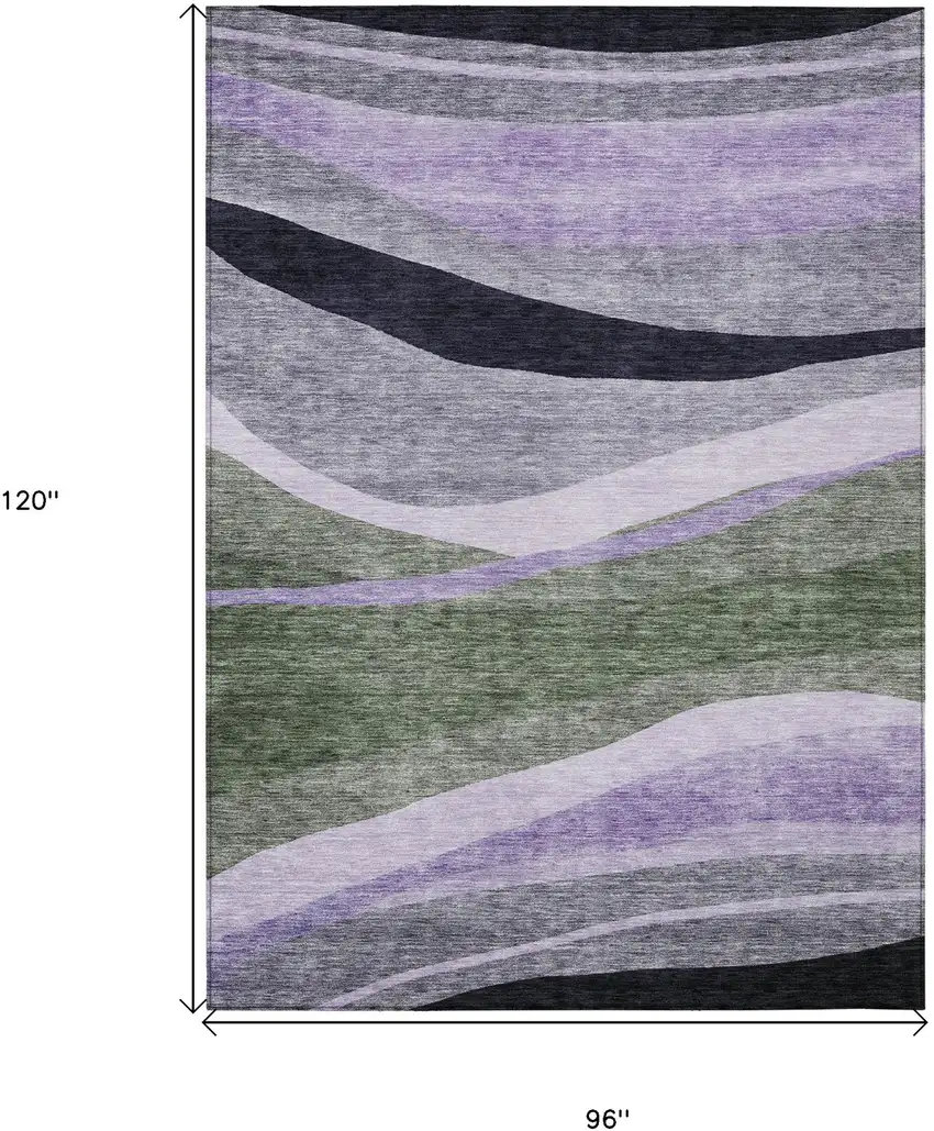 Artichoke Green Green And Black Abstract Washable Indoor Outdoor Area Rug Photo 7