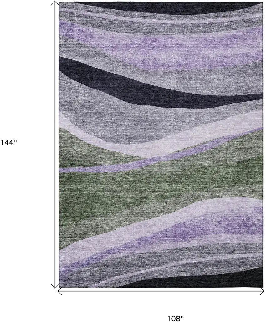 Artichoke Green Green And Black Abstract Washable Indoor Outdoor Area Rug Photo 7
