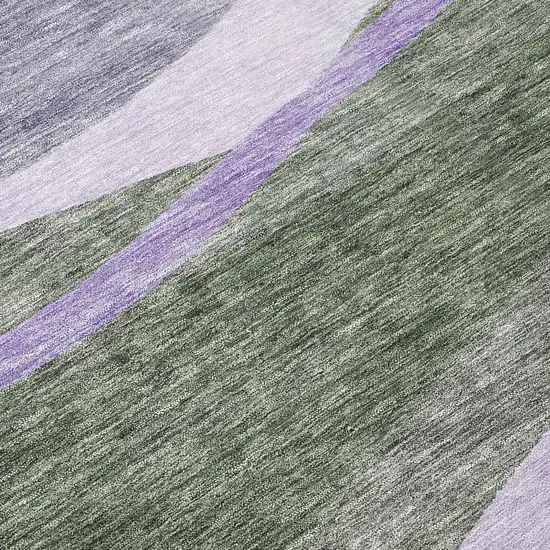 Artichoke Green Green And Black Abstract Washable Indoor Outdoor Area Rug Photo 8