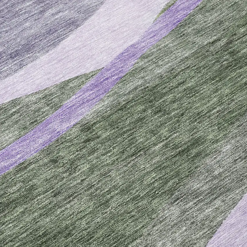 Artichoke Green Green And Black Abstract Washable Indoor Outdoor Area Rug Photo 8