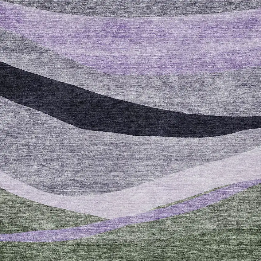 Artichoke Green Green And Black Abstract Washable Indoor Outdoor Area Rug Photo 5