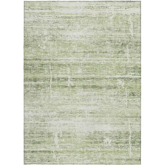 Artichoke Green Green And Ivory Abstract Washable Indoor Outdoor Area Rug Photo 5