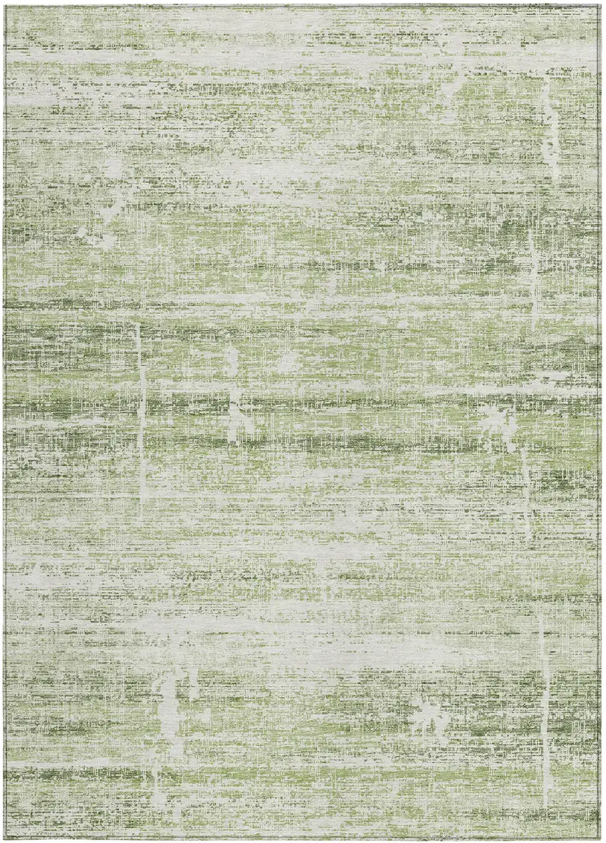 Artichoke Green Green And Ivory Abstract Washable Indoor Outdoor Area Rug Photo 5