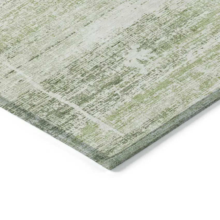 Artichoke Green Green And Ivory Abstract Washable Indoor Outdoor Area Rug Photo 3