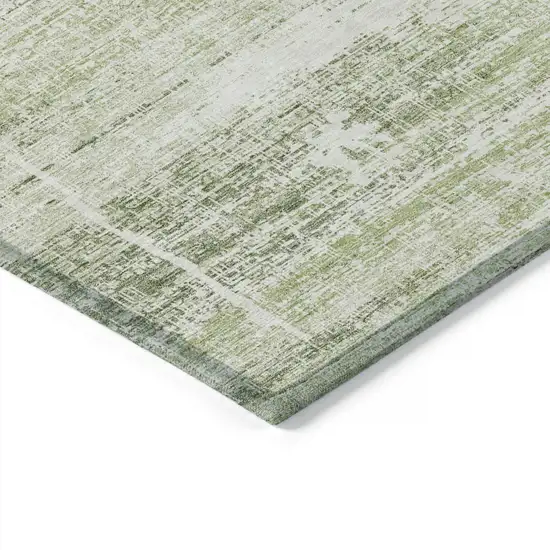 Artichoke Green Green And Ivory Abstract Washable Indoor Outdoor Area Rug Photo 3