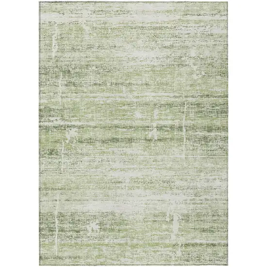 Artichoke Green Green And Ivory Abstract Washable Indoor Outdoor Area Rug Photo 1