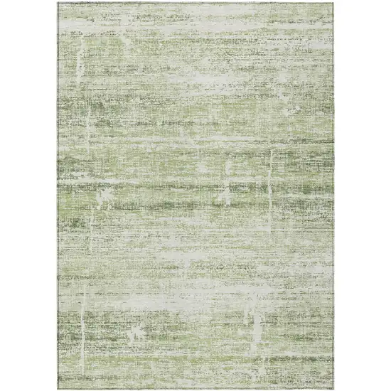 Artichoke Green Green And Ivory Abstract Washable Indoor Outdoor Area Rug Photo 1