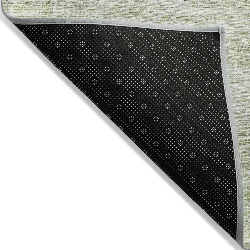 Artichoke Green Green And Ivory Abstract Washable Indoor Outdoor Area Rug Photo 2
