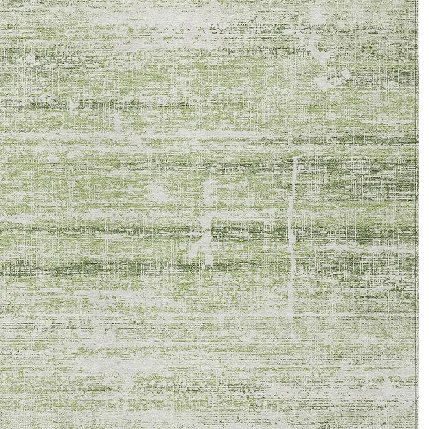 Artichoke Green Green And Ivory Abstract Washable Indoor Outdoor Area Rug Photo 6
