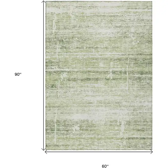 Artichoke Green Green And Ivory Abstract Washable Indoor Outdoor Area Rug Photo 3