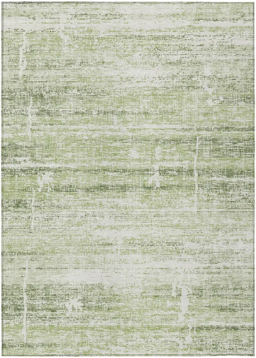 Artichoke Green Green And Ivory Abstract Washable Indoor Outdoor Area Rug Photo 2