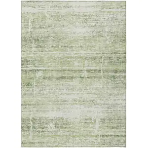 Photo of Artichoke Green Green And Ivory Abstract Washable Indoor Outdoor Area Rug