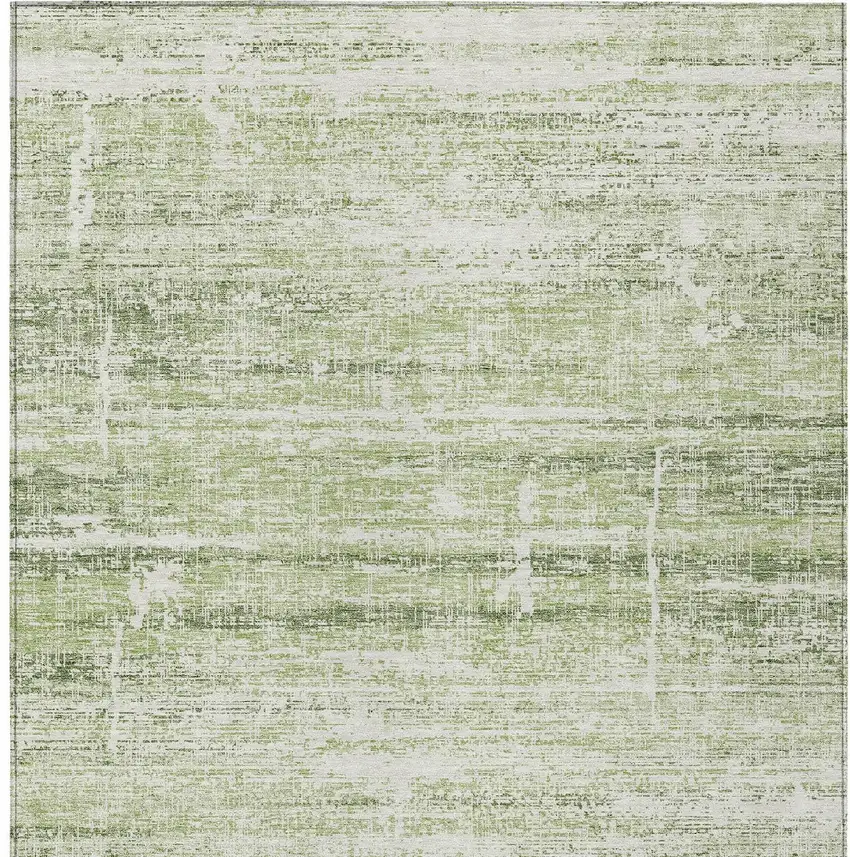 Artichoke Green Green And Ivory Abstract Washable Indoor Outdoor Area Rug Photo 5