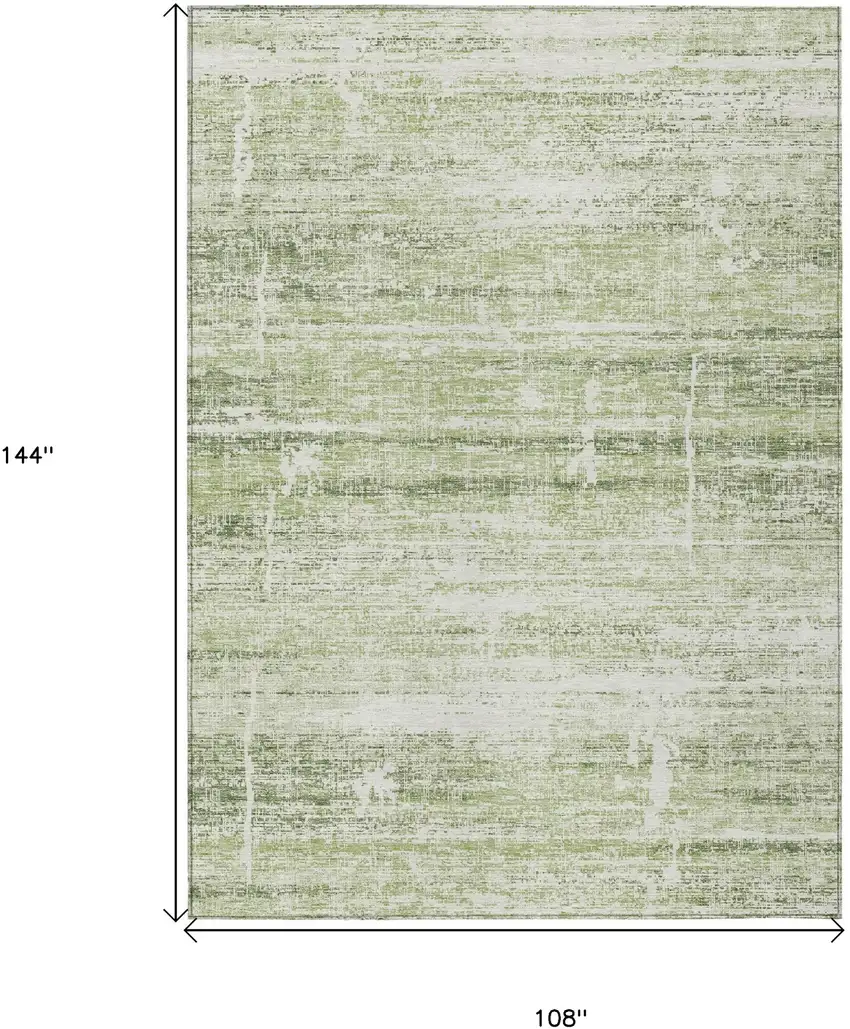 Artichoke Green Green And Ivory Abstract Washable Indoor Outdoor Area Rug Photo 3