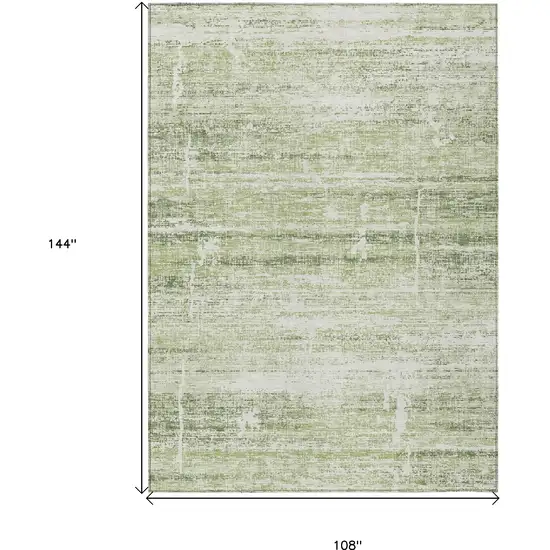Artichoke Green Green And Ivory Abstract Washable Indoor Outdoor Area Rug Photo 3