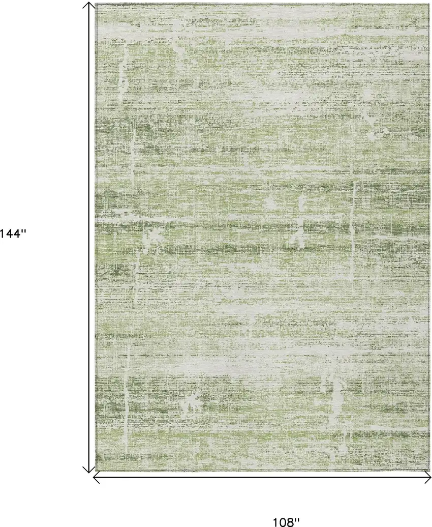 Artichoke Green Green And Ivory Abstract Washable Indoor Outdoor Area Rug Photo 3