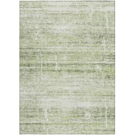 Artichoke Green Green And Ivory Abstract Washable Indoor Outdoor Area Rug Photo 4