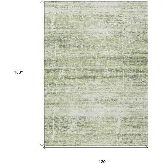 Artichoke Green Green And Ivory Abstract Washable Indoor Outdoor Area Rug Photo 3