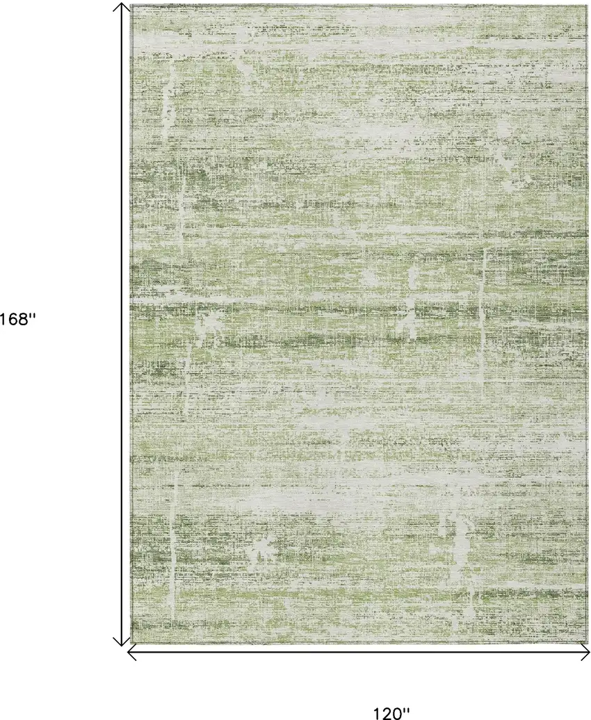 Artichoke Green Green And Ivory Abstract Washable Indoor Outdoor Area Rug Photo 3