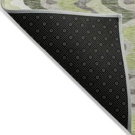 Artichoke Green Green And Ivory Abstract Washable Indoor Outdoor Area Rug Photo 2