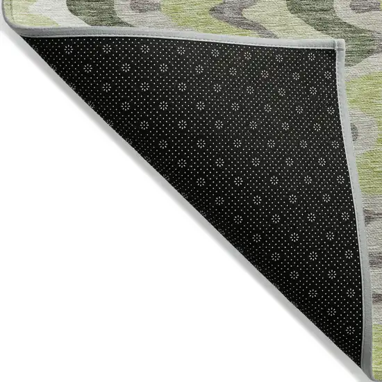 Artichoke Green Green And Ivory Abstract Washable Indoor Outdoor Area Rug Photo 2