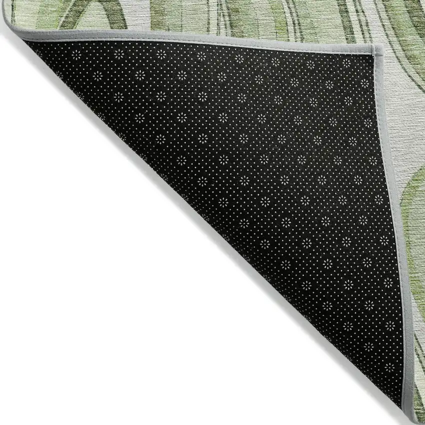 Artichoke Green Green And Ivory Abstract Washable Indoor Outdoor Area Rug Photo 2