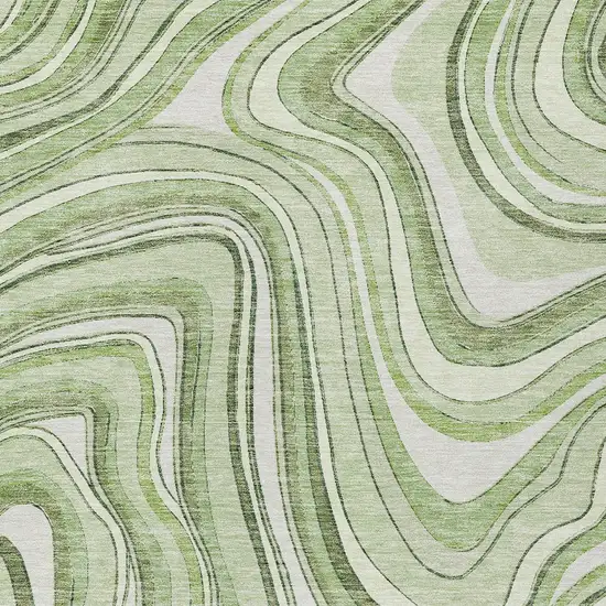 Artichoke Green Green And Ivory Abstract Washable Indoor Outdoor Area Rug Photo 4
