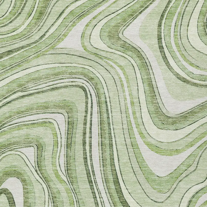 Artichoke Green Green And Ivory Abstract Washable Indoor Outdoor Area Rug Photo 4