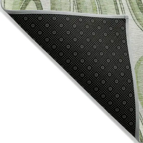 Artichoke Green Green And Ivory Abstract Washable Indoor Outdoor Area Rug Photo 2