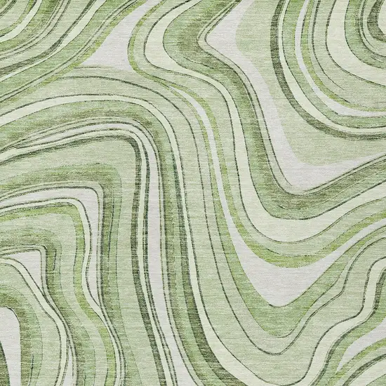 Artichoke Green Green And Ivory Abstract Washable Indoor Outdoor Area Rug Photo 4