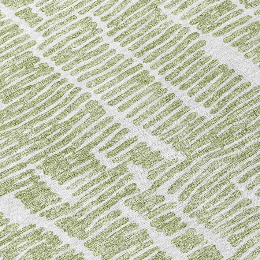 Artichoke Green And Ivory Abstract Washable Indoor Outdoor Area Rug Photo 7
