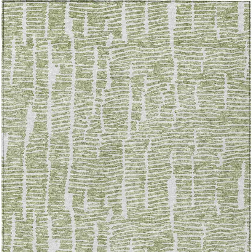 Artichoke Green Green And Ivory Abstract Washable Indoor Outdoor Area Rug Photo 6