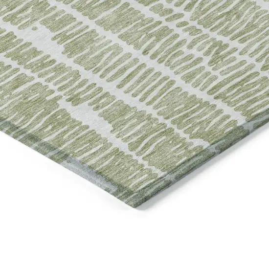 Artichoke Green Green And Ivory Abstract Washable Indoor Outdoor Area Rug Photo 4