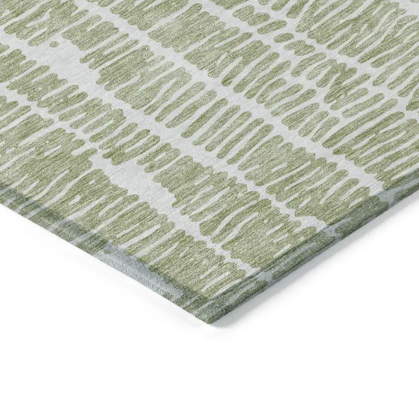Artichoke Green Green And Ivory Abstract Washable Indoor Outdoor Area Rug Photo 4